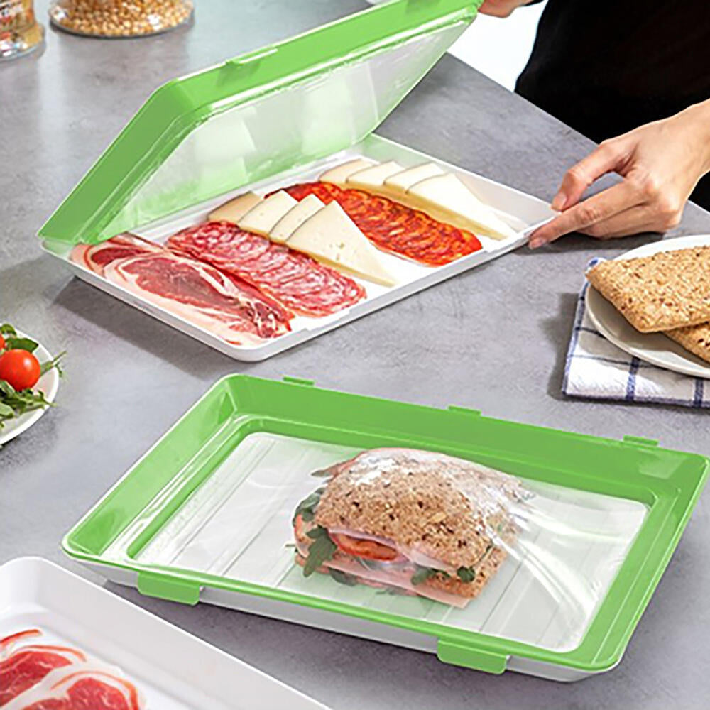 Conjunto de 3 bandejas empilháveis com tampas flexíveis herméticas | Reutilizáveis para manter os alimentos frescos