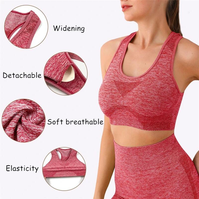 Conjunto desportivo feminino de duas peças com efeito push-up preto