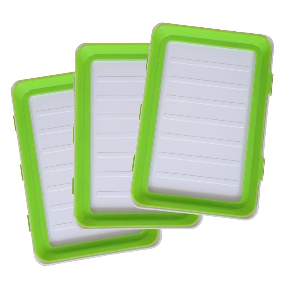 Conjunto de 3 bandejas empilháveis com tampas flexíveis herméticas | Reutilizáveis para manter os alimentos frescos