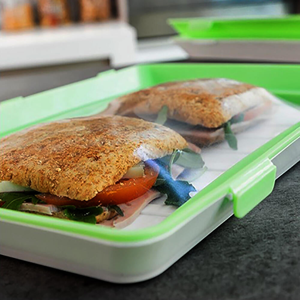 Conjunto de 3 bandejas empilháveis com tampas flexíveis herméticas | Reutilizáveis para manter os alimentos frescos